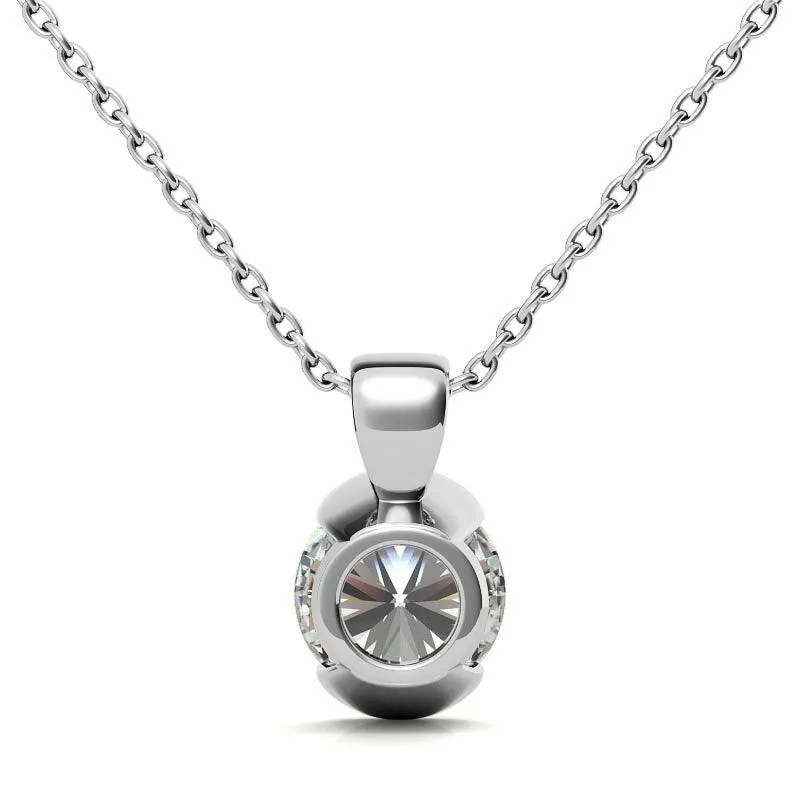 925 Sterling Silver Circular Solitaire Pendant AUS-670