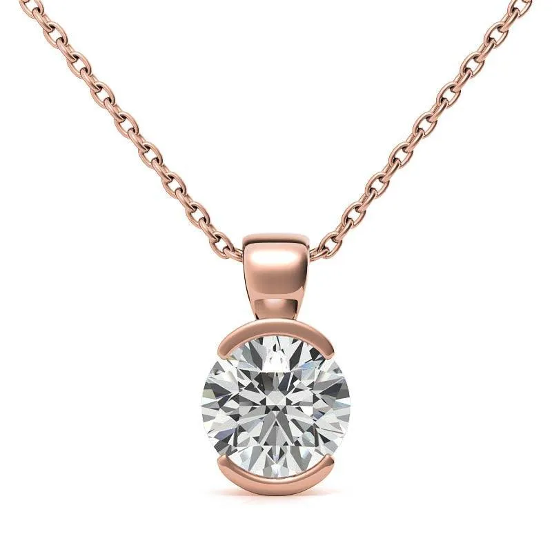 925 Sterling Silver Circular Solitaire Pendant AUS-670