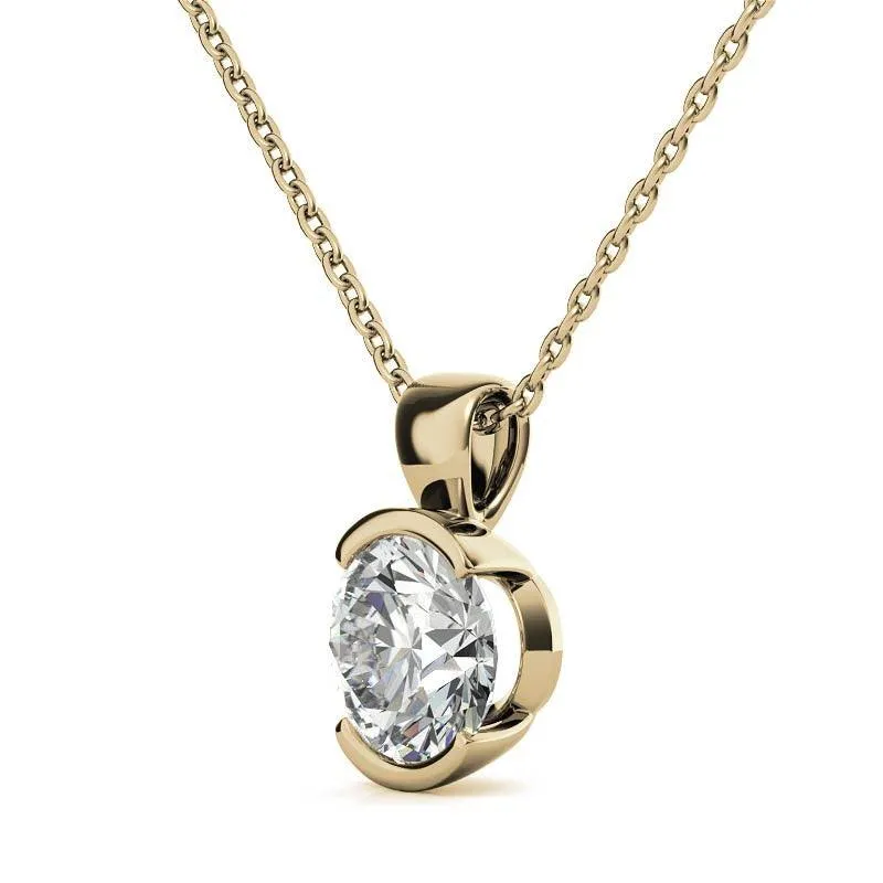 925 Sterling Silver Circular Solitaire Pendant AUS-670