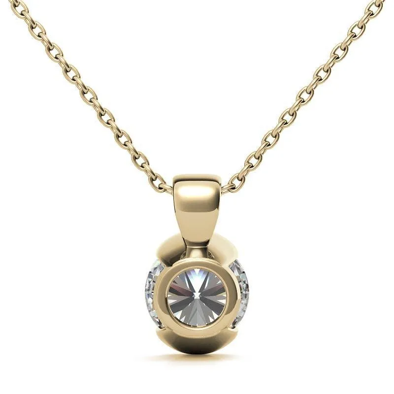 925 Sterling Silver Circular Solitaire Pendant AUS-670