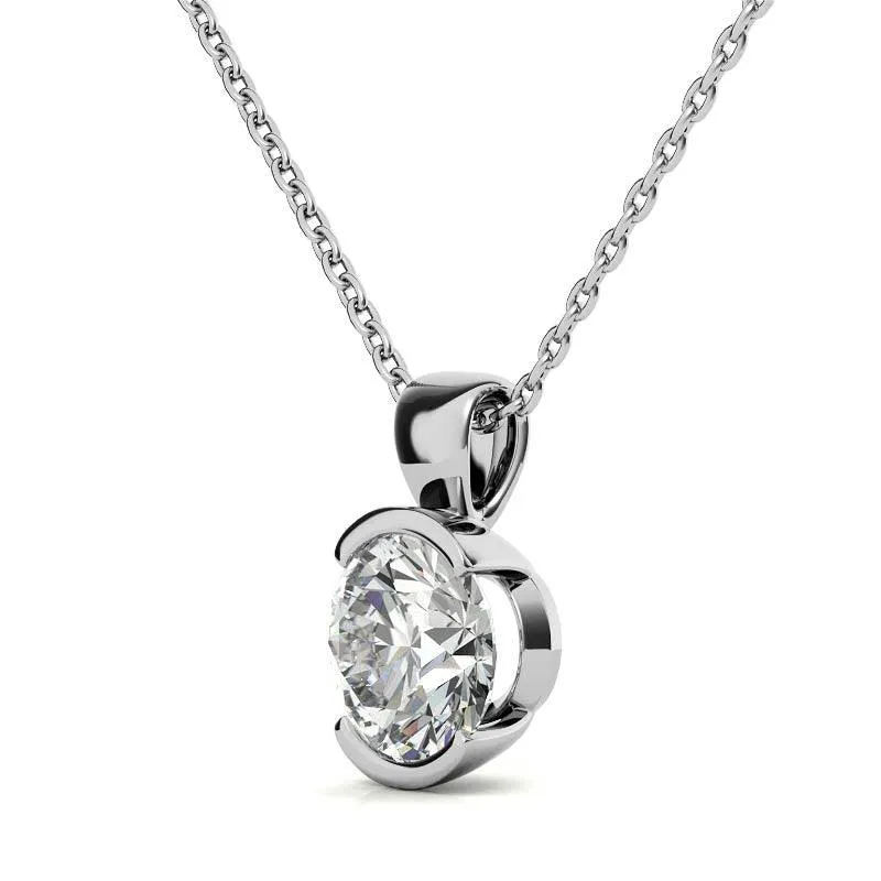 925 Sterling Silver Circular Solitaire Pendant AUS-670