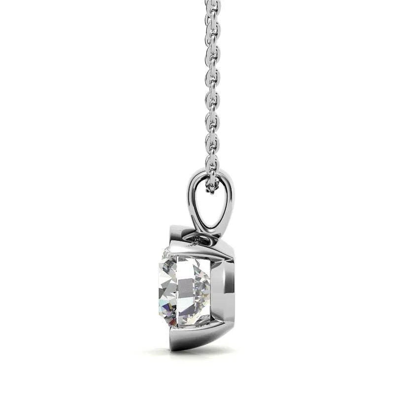 925 Sterling Silver Circular Solitaire Pendant AUS-670