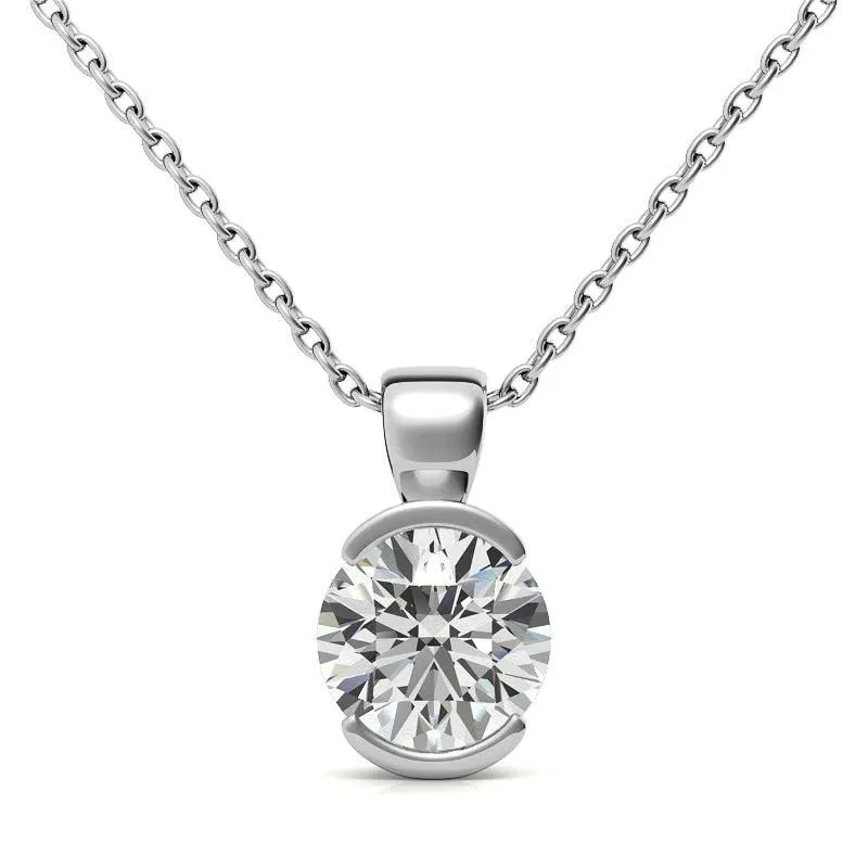 925 Sterling Silver Circular Solitaire Pendant AUS-670