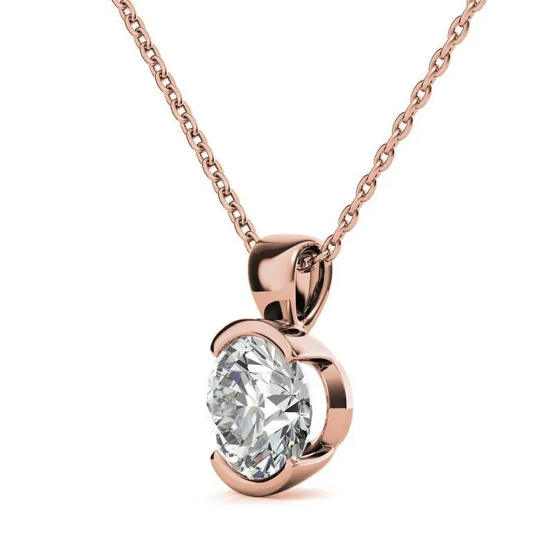 925 Sterling Silver Circular Solitaire Pendant AUS-670