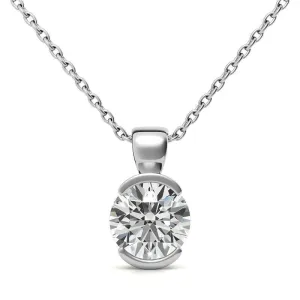 925 Sterling Silver Circular Solitaire Pendant AUS-670
