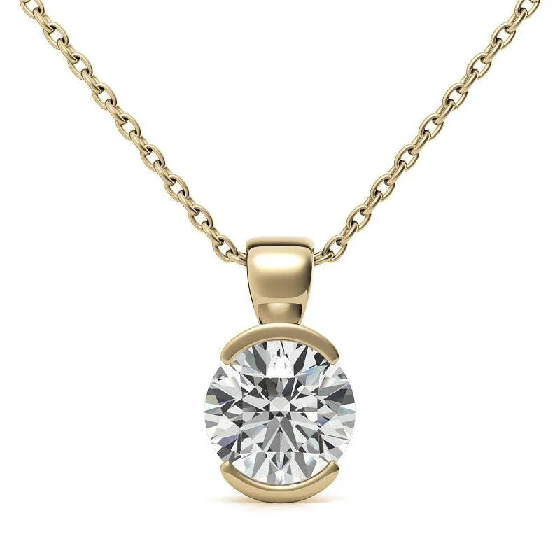 925 Sterling Silver Circular Solitaire Pendant AUS-670