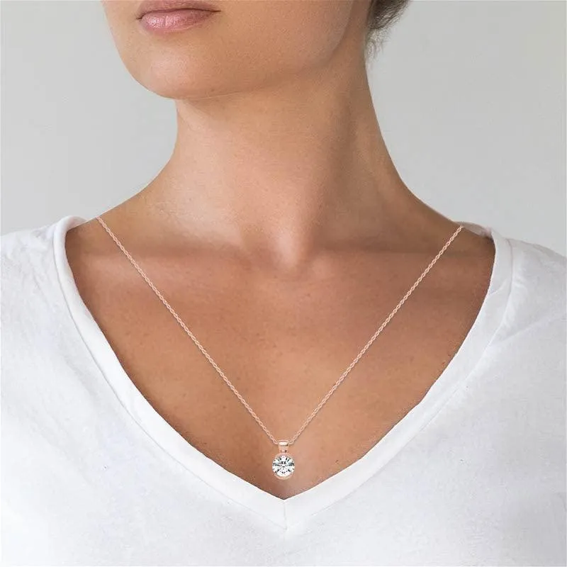 925 Sterling Silver Circular Solitaire Pendant AUS-670