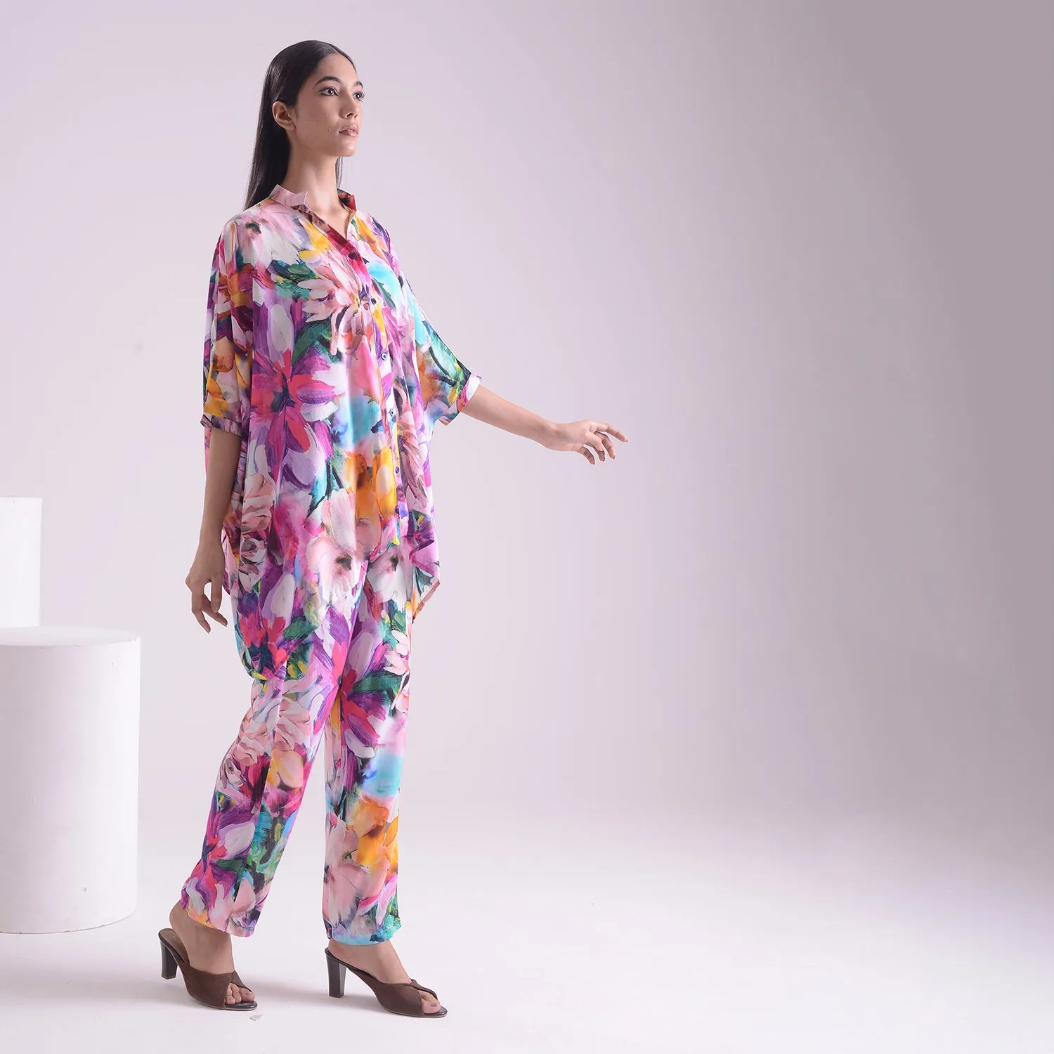 Abstract floral kaftan style Coord set of 2