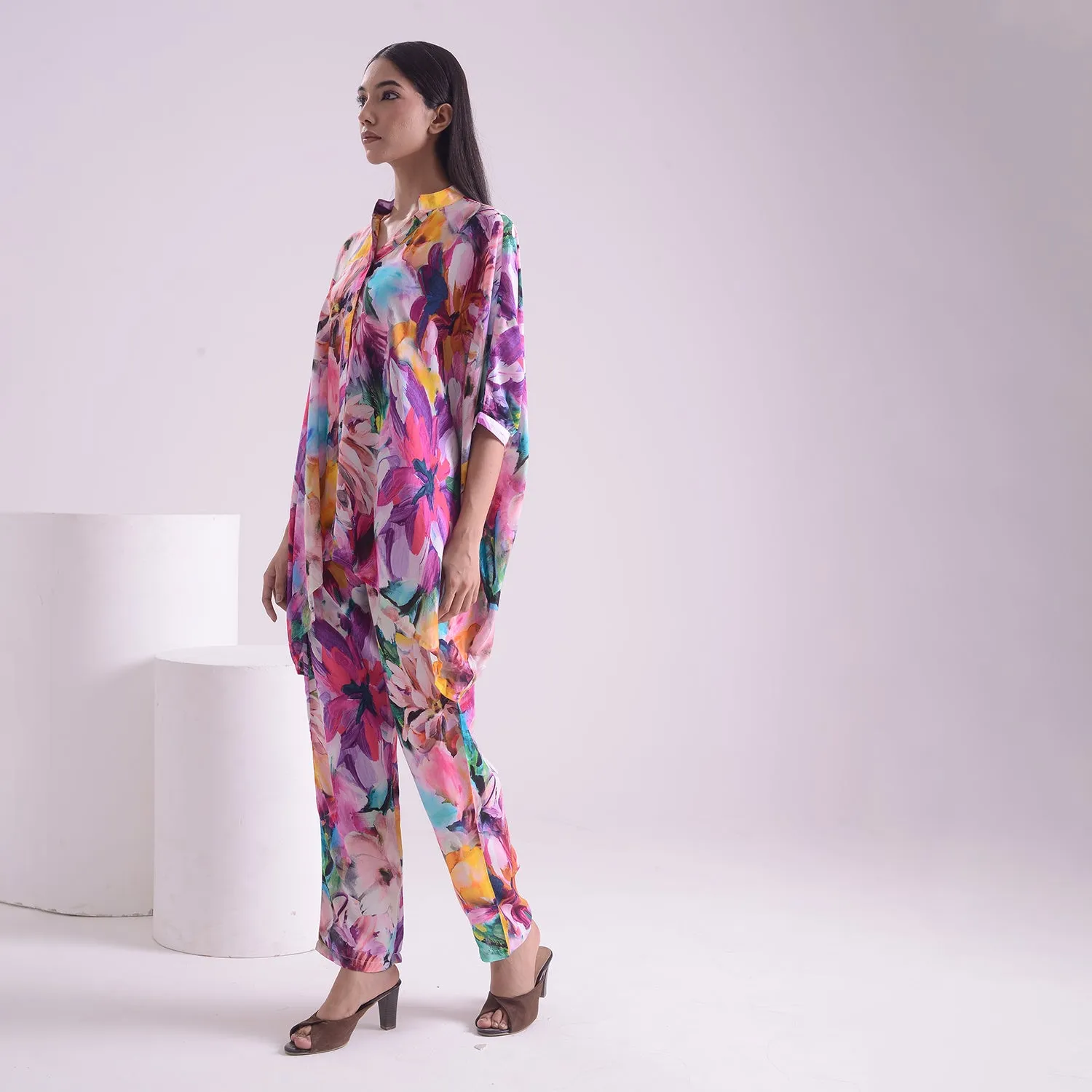 Abstract floral kaftan style Coord set of 2