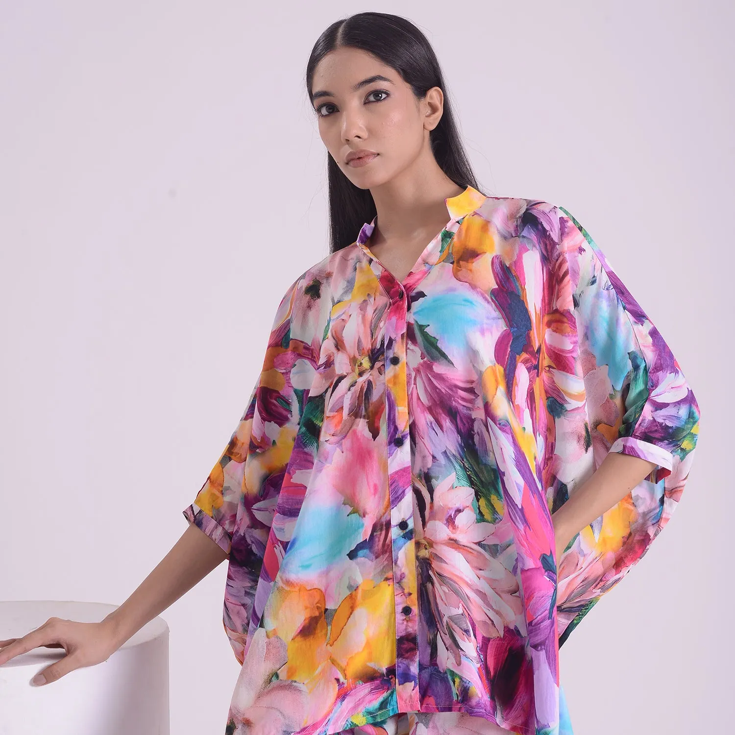 Abstract floral kaftan style Coord set of 2