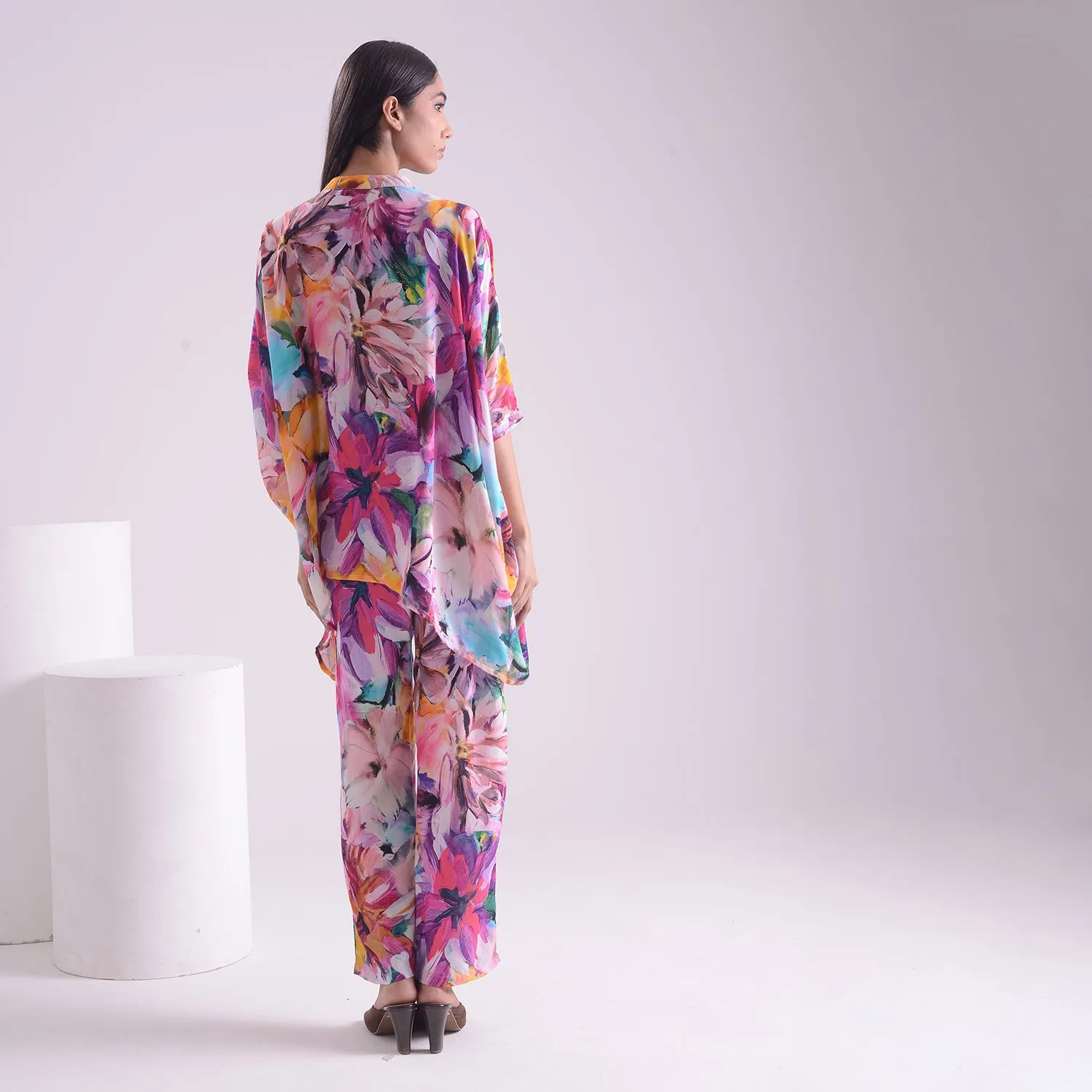 Abstract floral kaftan style Coord set of 2