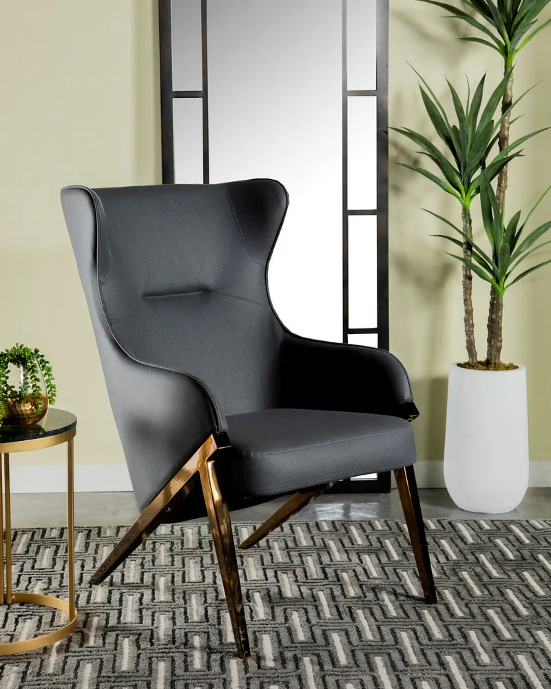Althaea Slate Leatherette/Bronze Metal Accent Chair