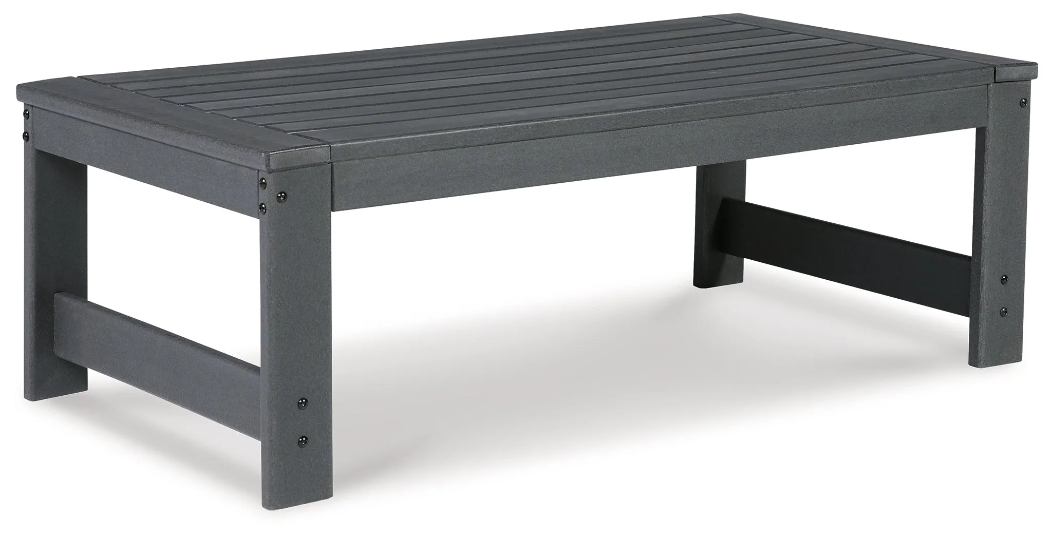 Amora Outdoor Loveseat with Coffee Table in Charcoal Gray