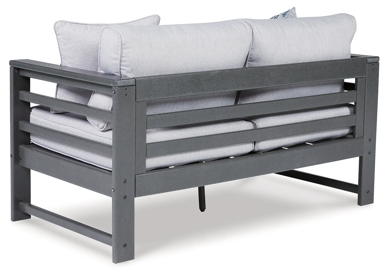 Amora Outdoor Loveseat with Coffee Table in Charcoal Gray