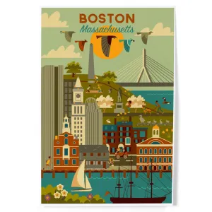 Boston, Massachusetts, Geometric City Series, Art & Giclee Prints