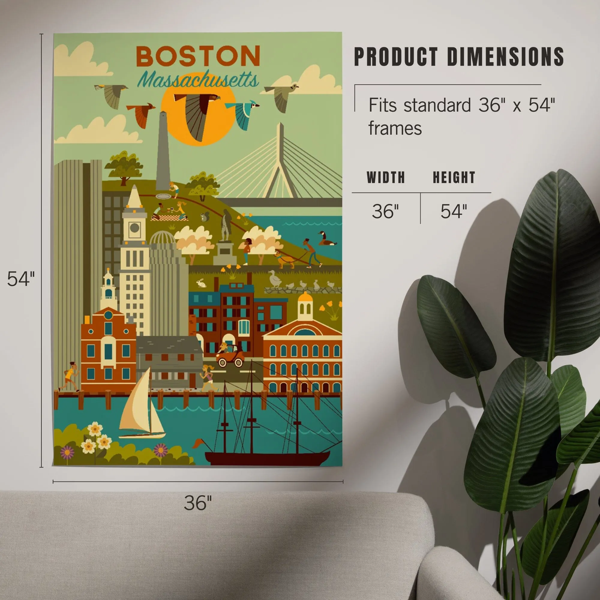 Boston, Massachusetts, Geometric City Series, Art & Giclee Prints