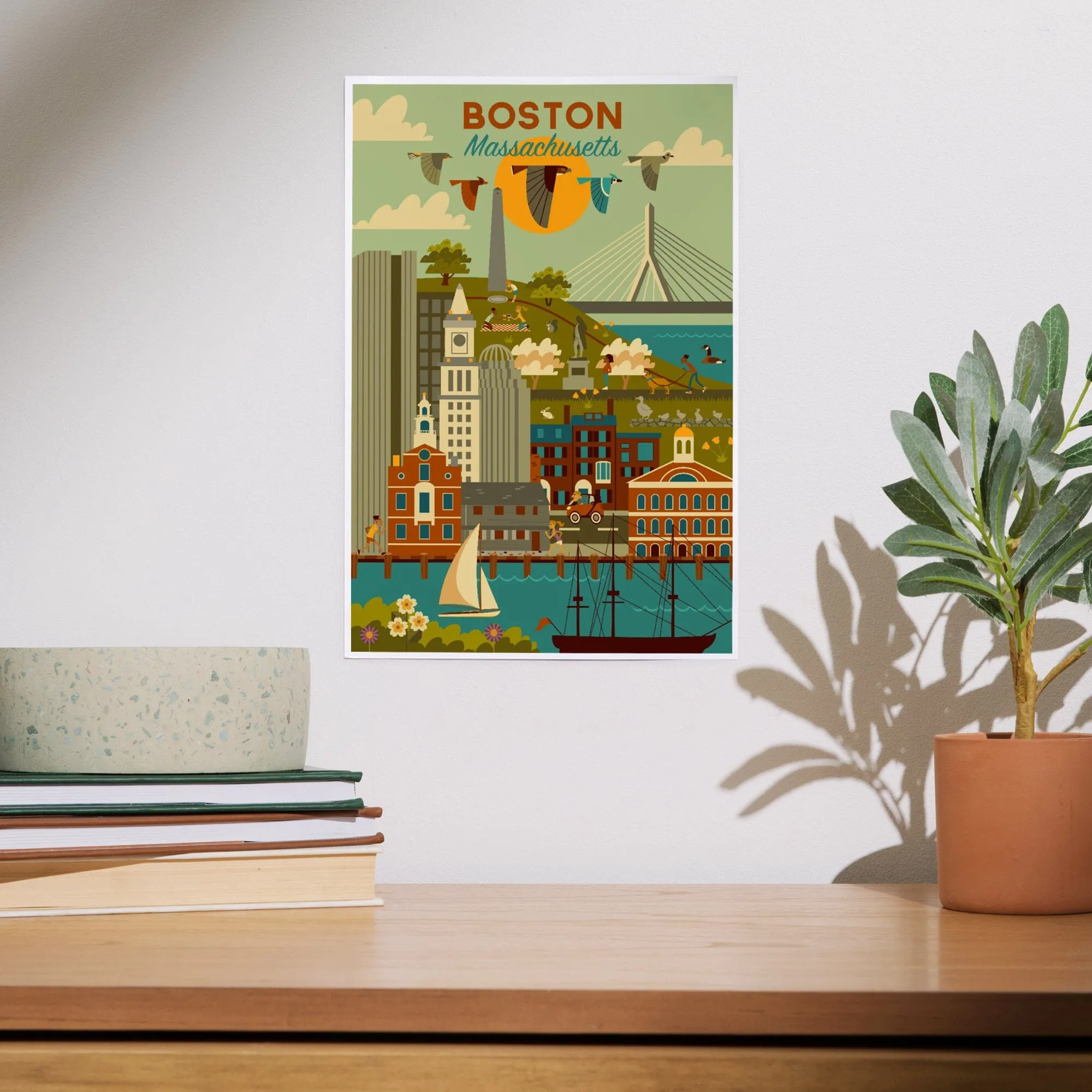 Boston, Massachusetts, Geometric City Series, Art & Giclee Prints