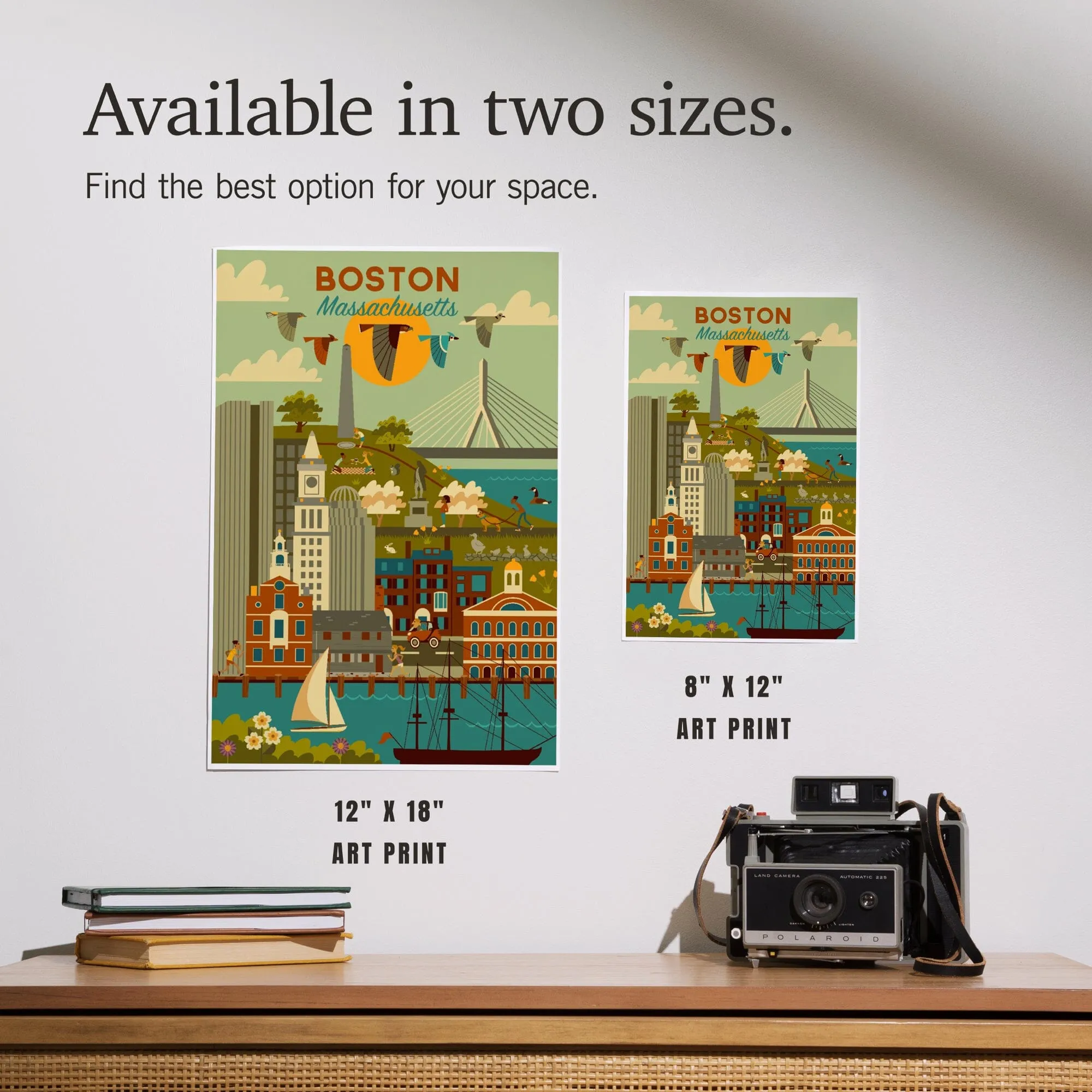 Boston, Massachusetts, Geometric City Series, Art & Giclee Prints