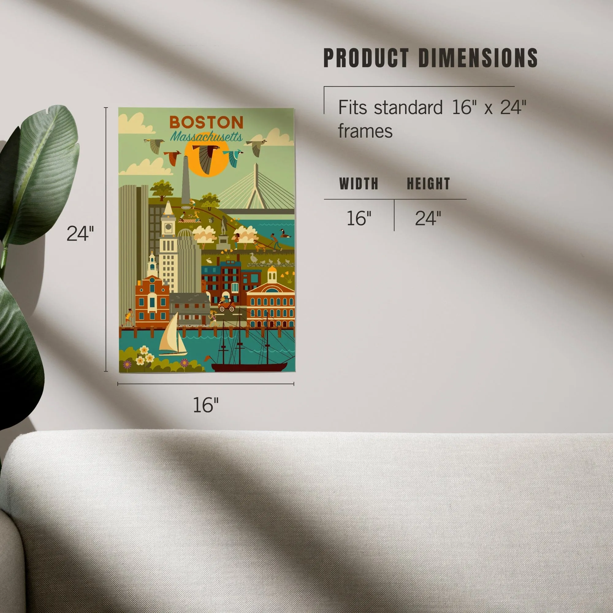Boston, Massachusetts, Geometric City Series, Art & Giclee Prints