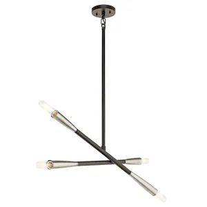 Branches 34" 4-Light Chandelier 1-Tier, Black Finish