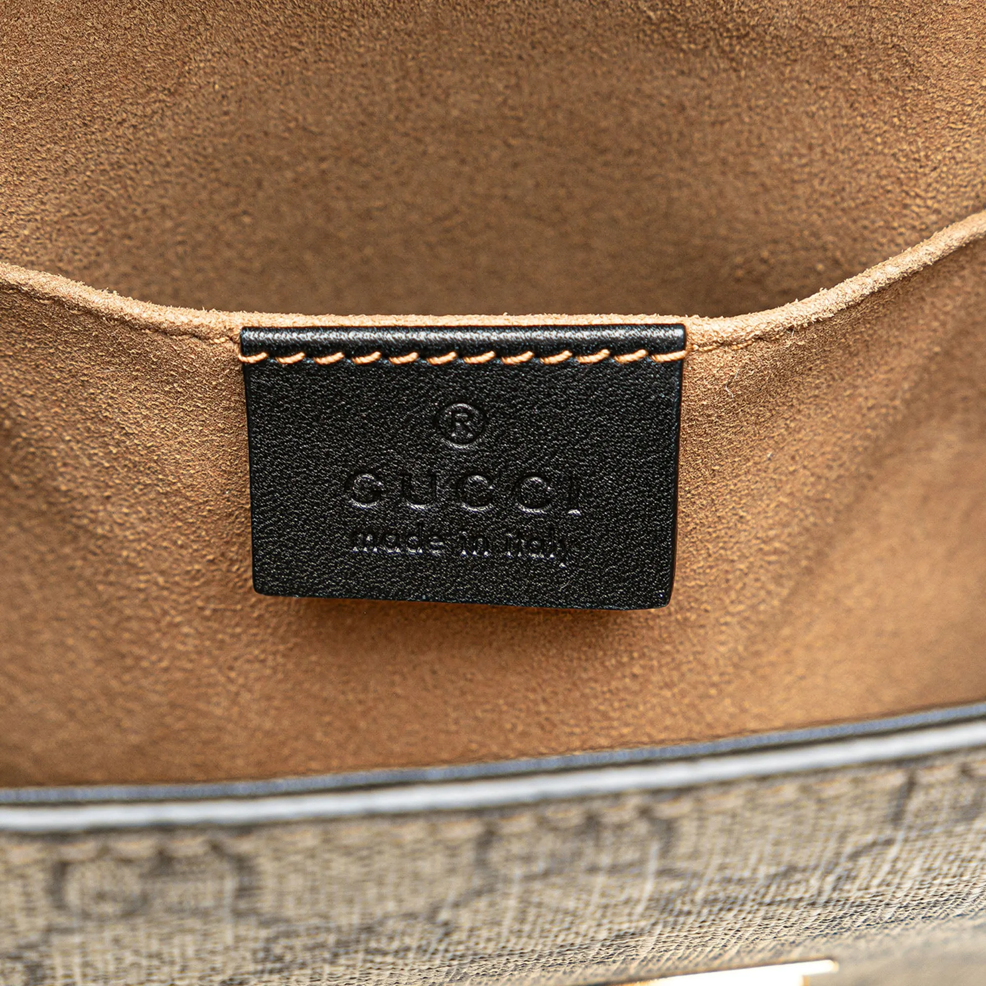 Brown Gucci GG Supreme Padlock Backpack