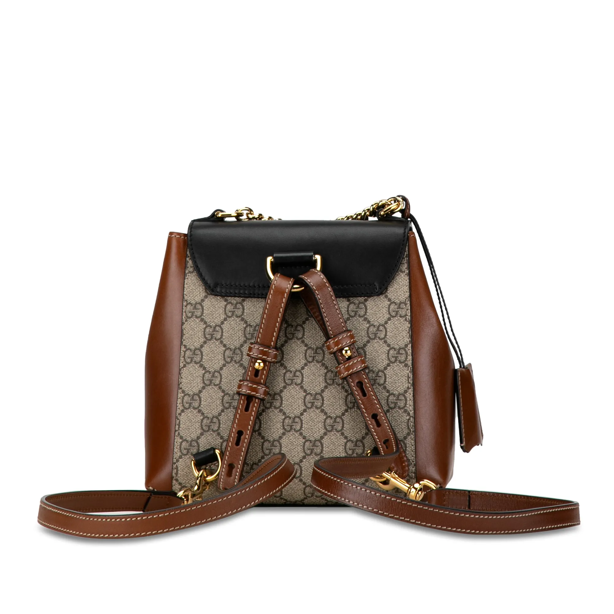 Brown Gucci GG Supreme Padlock Backpack