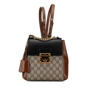 Brown Gucci GG Supreme Padlock Backpack