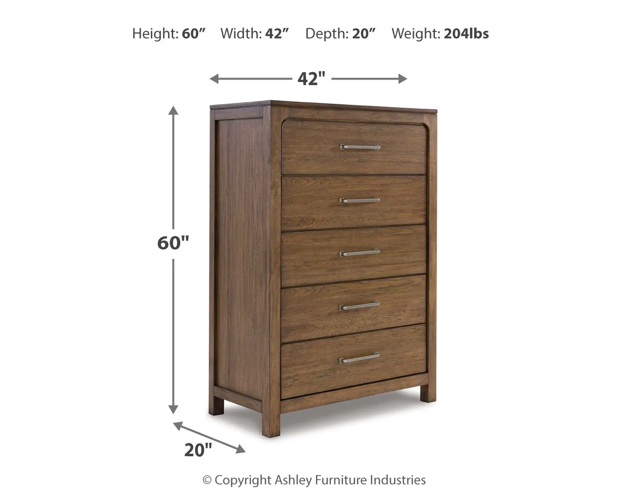 Cabalynn California King Upholstered Bed with Mirrored Dresser and Chest in Light Brown