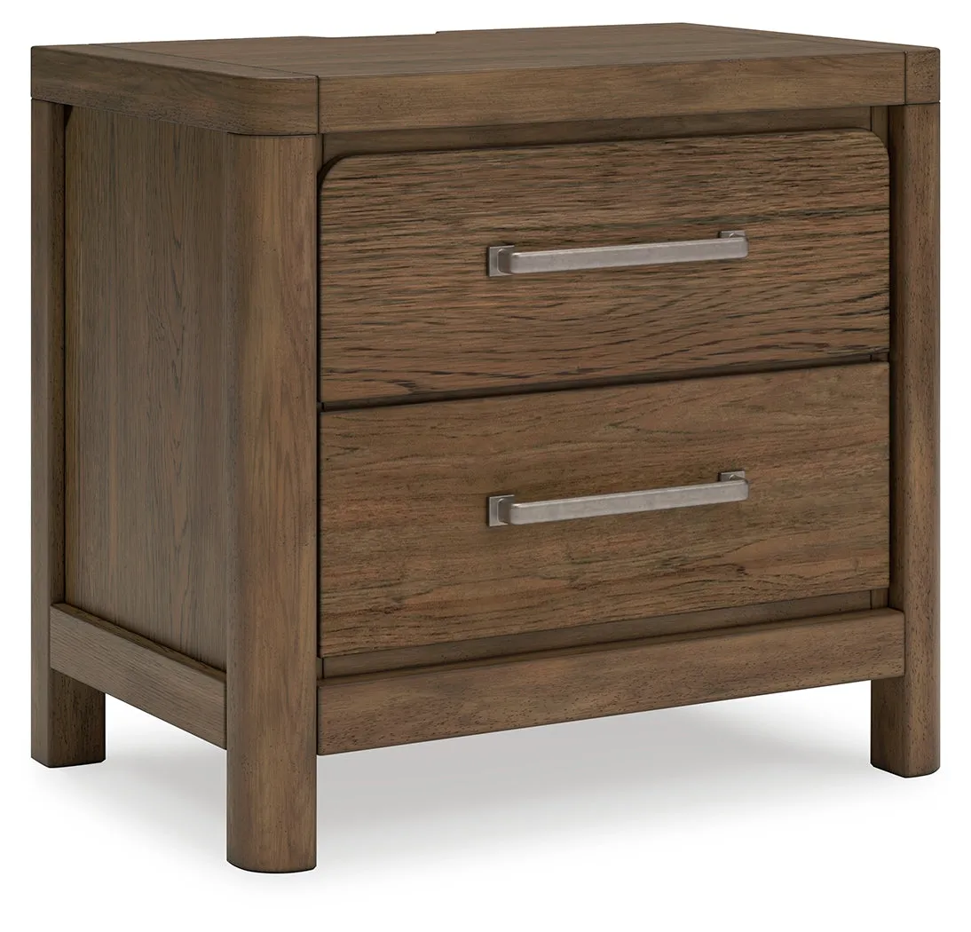 Cabalynn Queen Upholstered Bed with Mirrored Dresser and 2 Nightstands in Light Brown