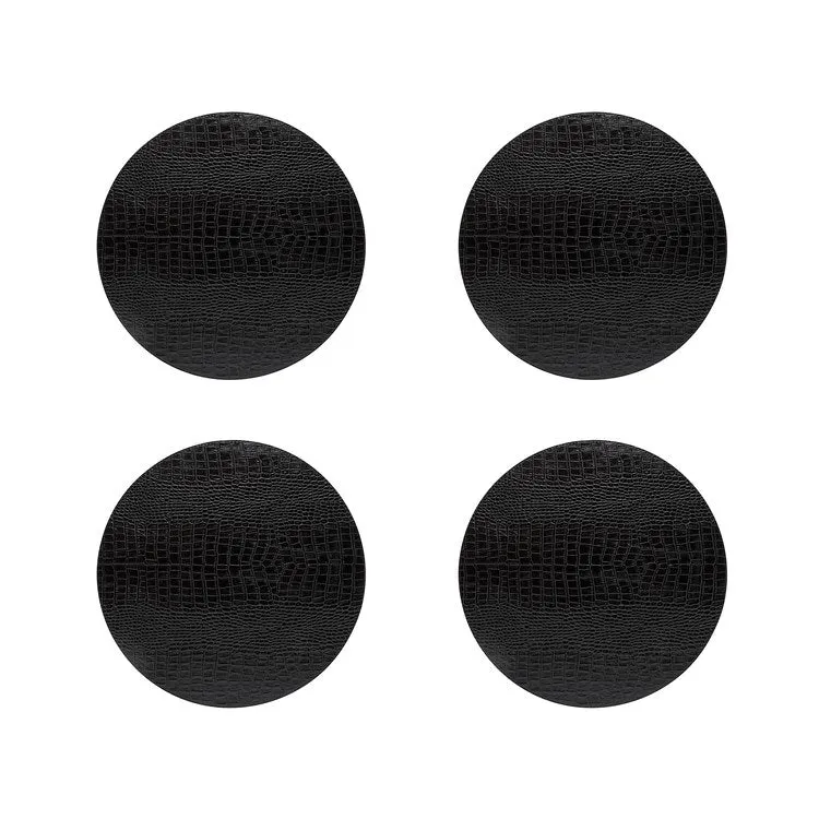 Club Placemats Collection Polyurethane Round Placemat - Black - Set of 6