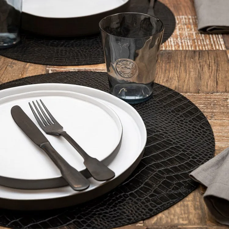 Club Placemats Collection Polyurethane Round Placemat - Black - Set of 6