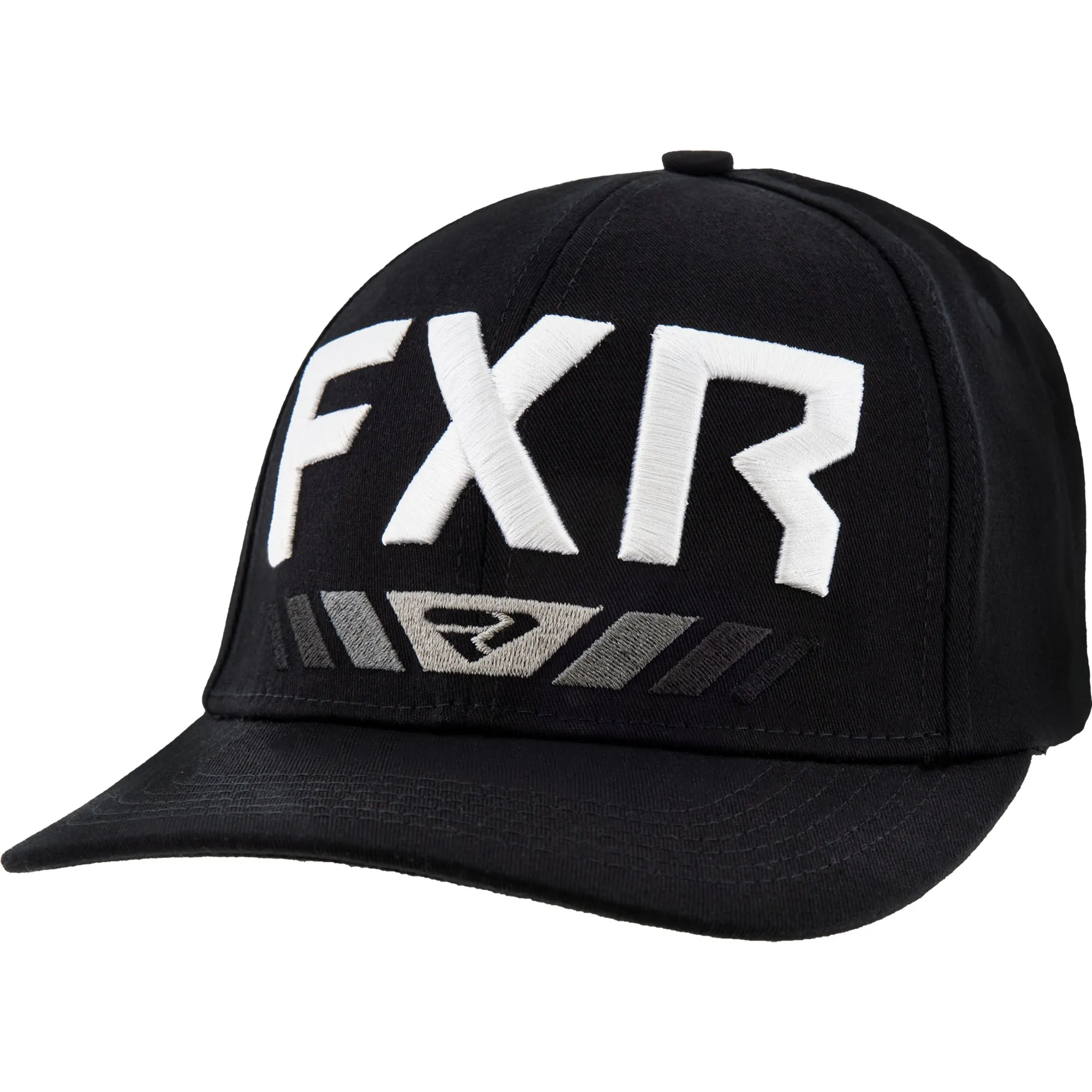 FXR  Black White Podium Baseball Hat Cap Flex Band Comfort Curved Brim Cotton