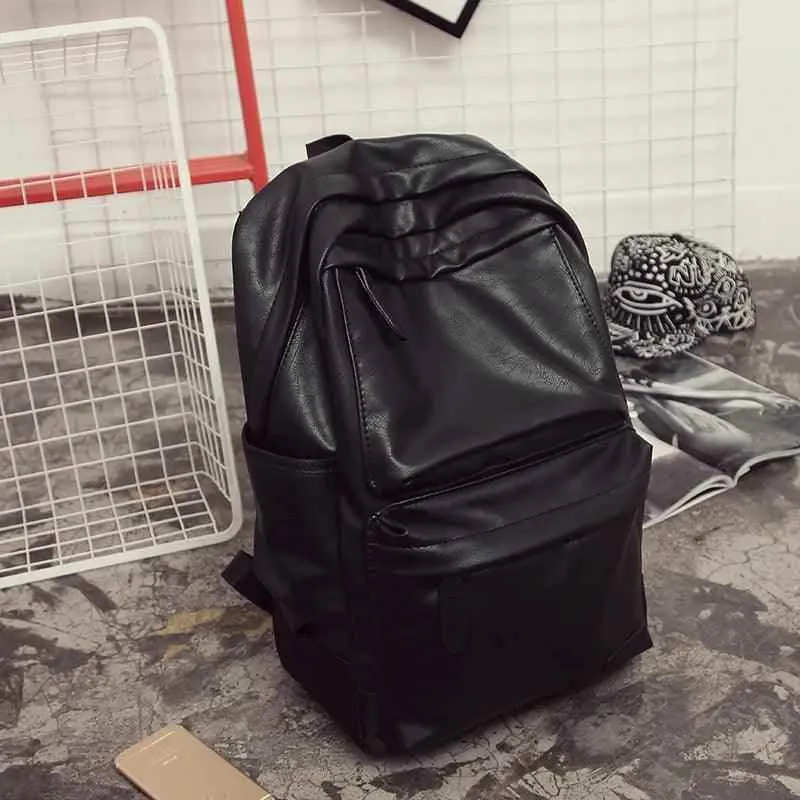 FZ54790H Cool Backpack - Leather Large Capacity Schoolbag For Laptop