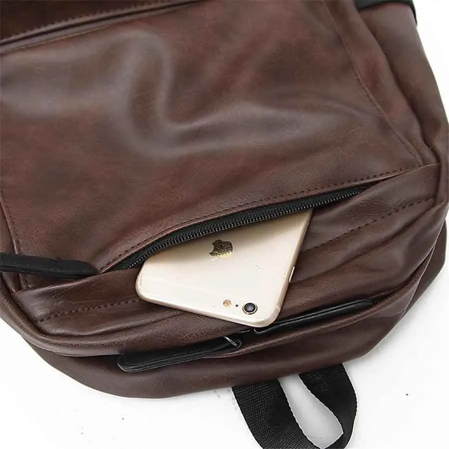 FZ54790H Cool Backpack - Leather Large Capacity Schoolbag For Laptop