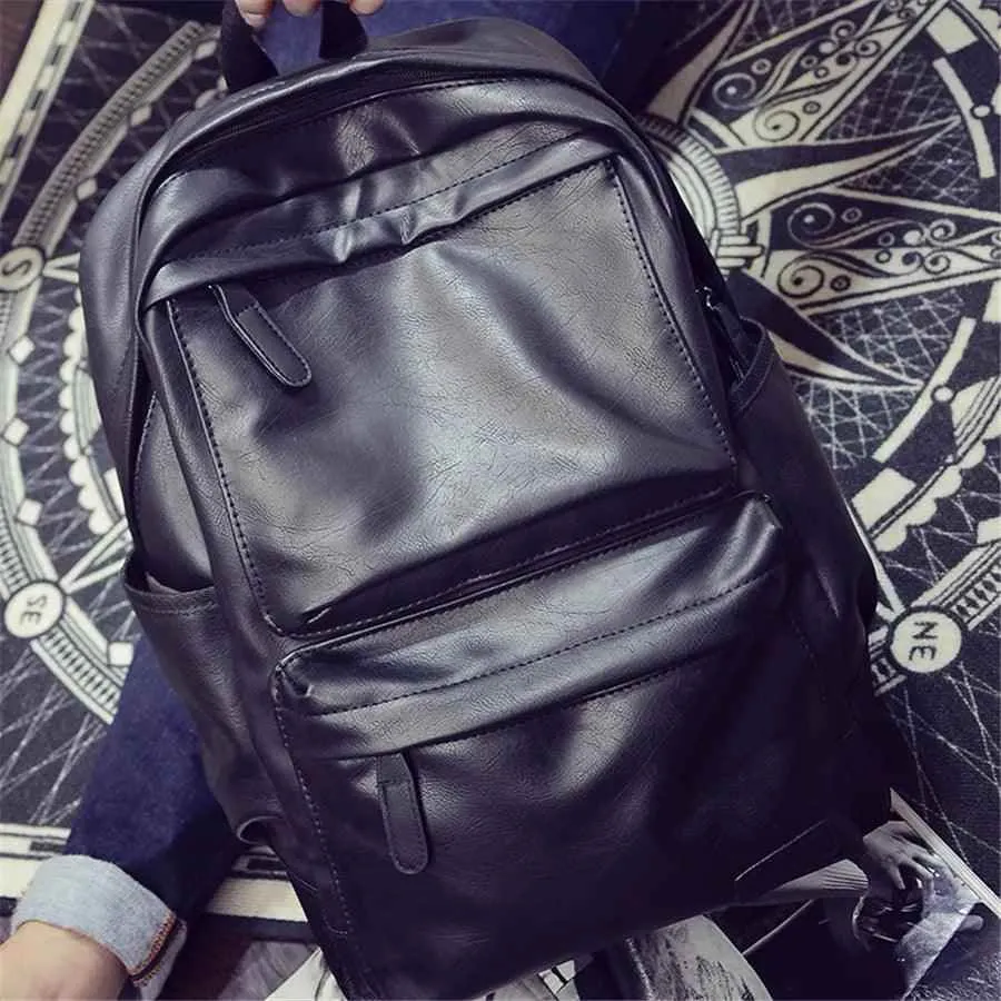 FZ54790H Cool Backpack - Leather Large Capacity Schoolbag For Laptop