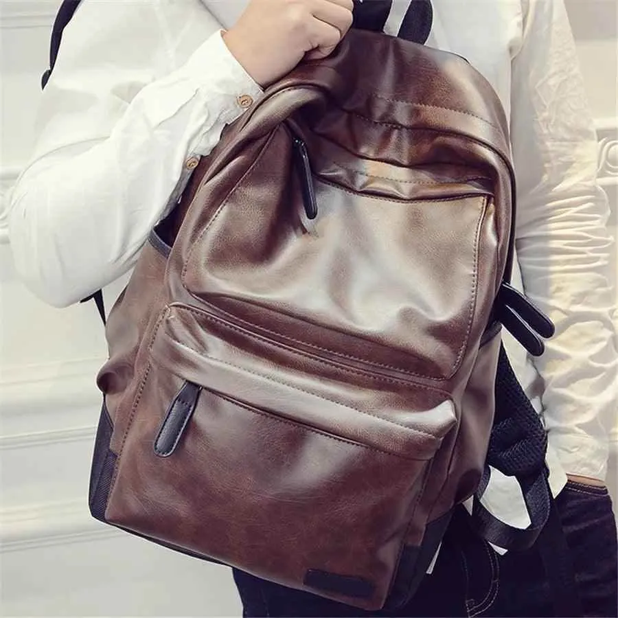 FZ54790H Cool Backpack - Leather Large Capacity Schoolbag For Laptop