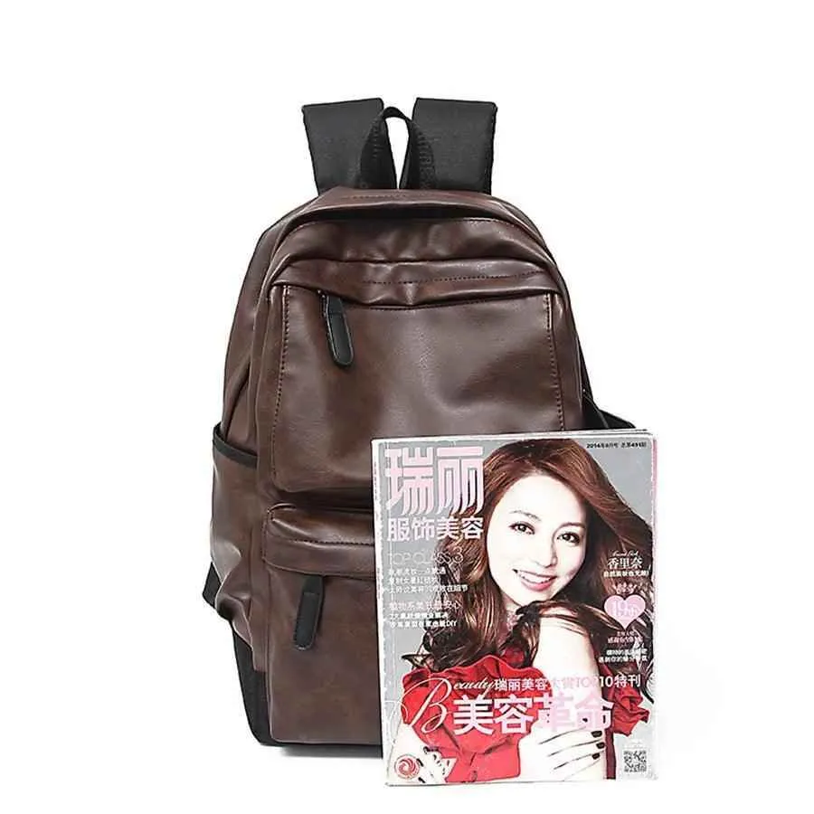 FZ54790H Cool Backpack - Leather Large Capacity Schoolbag For Laptop