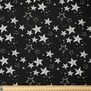 Galaxy Collection #06 White Stars on Black Cotton Prints