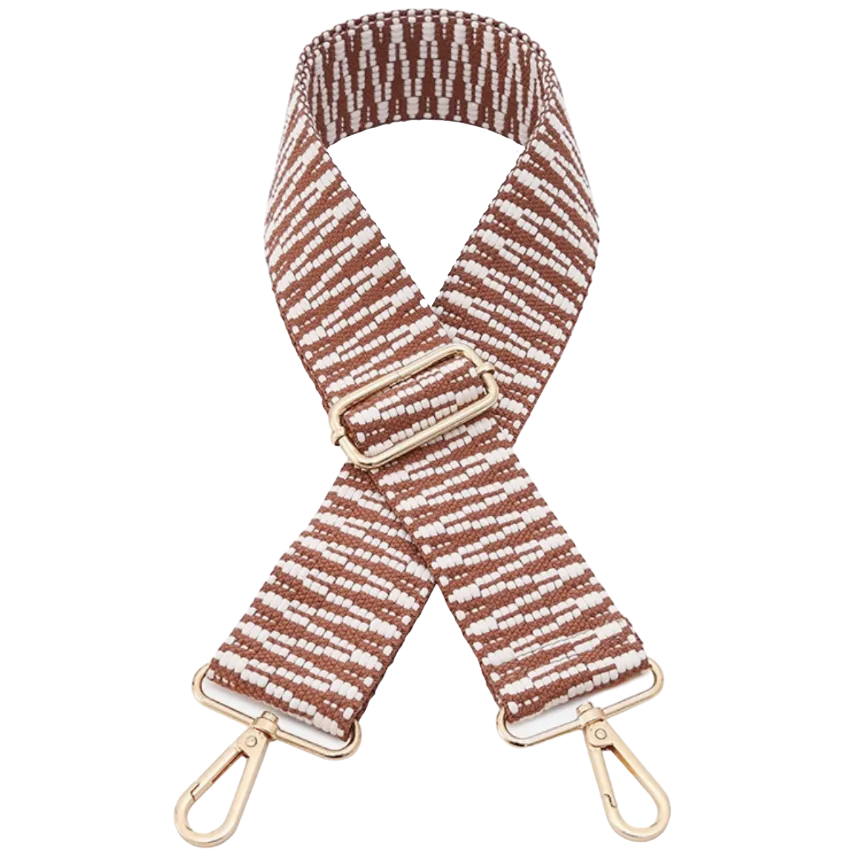 Guitar Purse Strap - Cognac/Cream Patterned