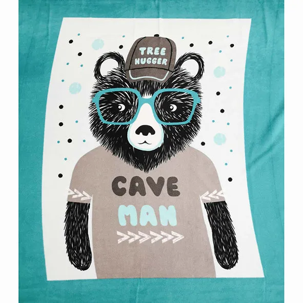 Hipster Bear Printed Polar Fleece Design 106 - 1.28M Panel