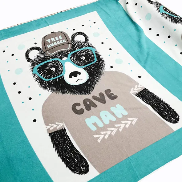 Hipster Bear Printed Polar Fleece Design 106 - 1.28M Panel