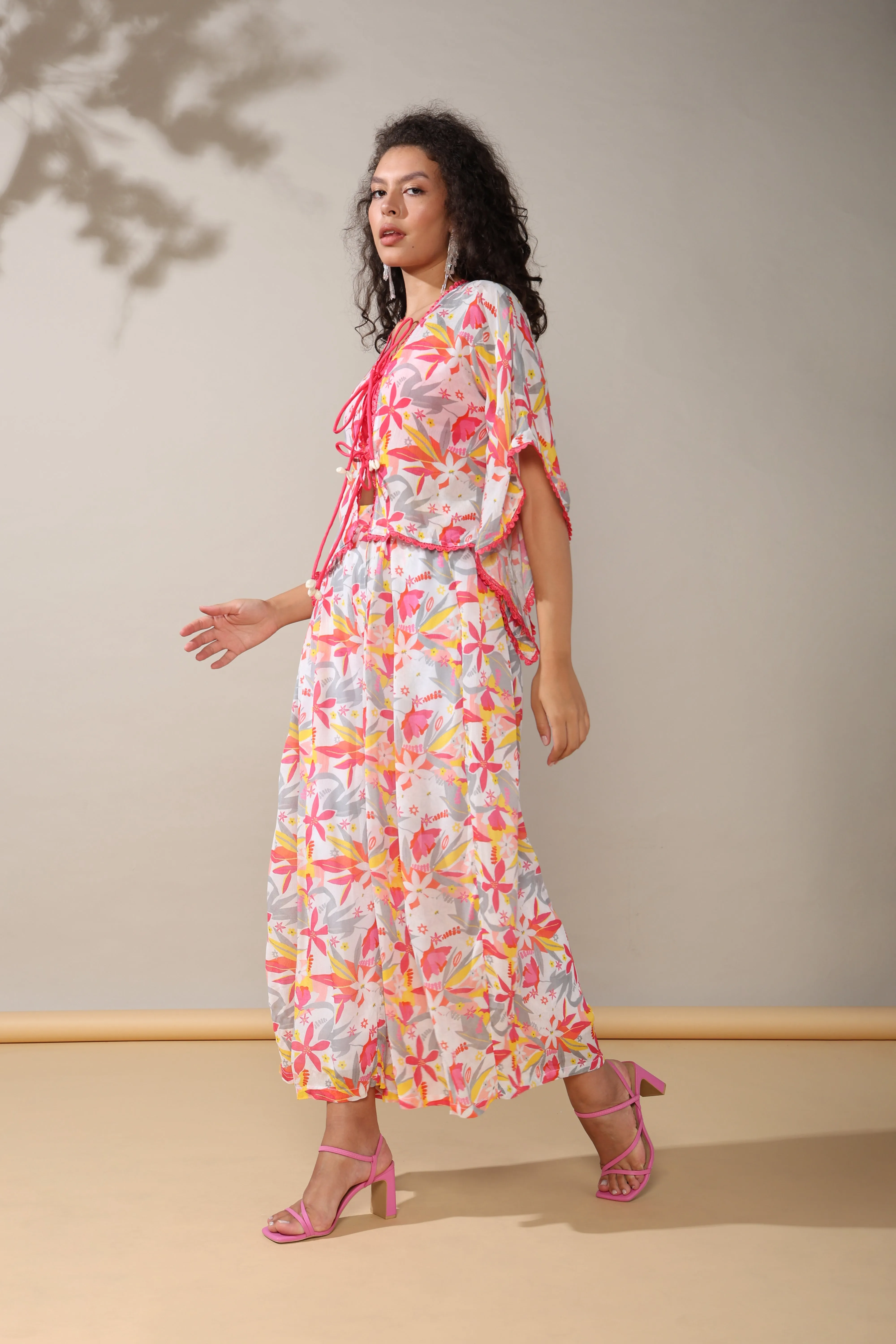 HOK ENSEMBLE- chiffon floral kaftan style set of 3