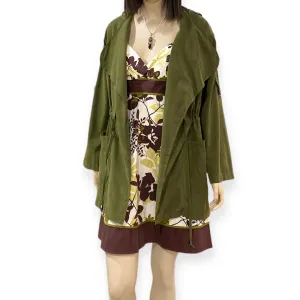 Khaki Draped Drawstring Lightweight Jacket