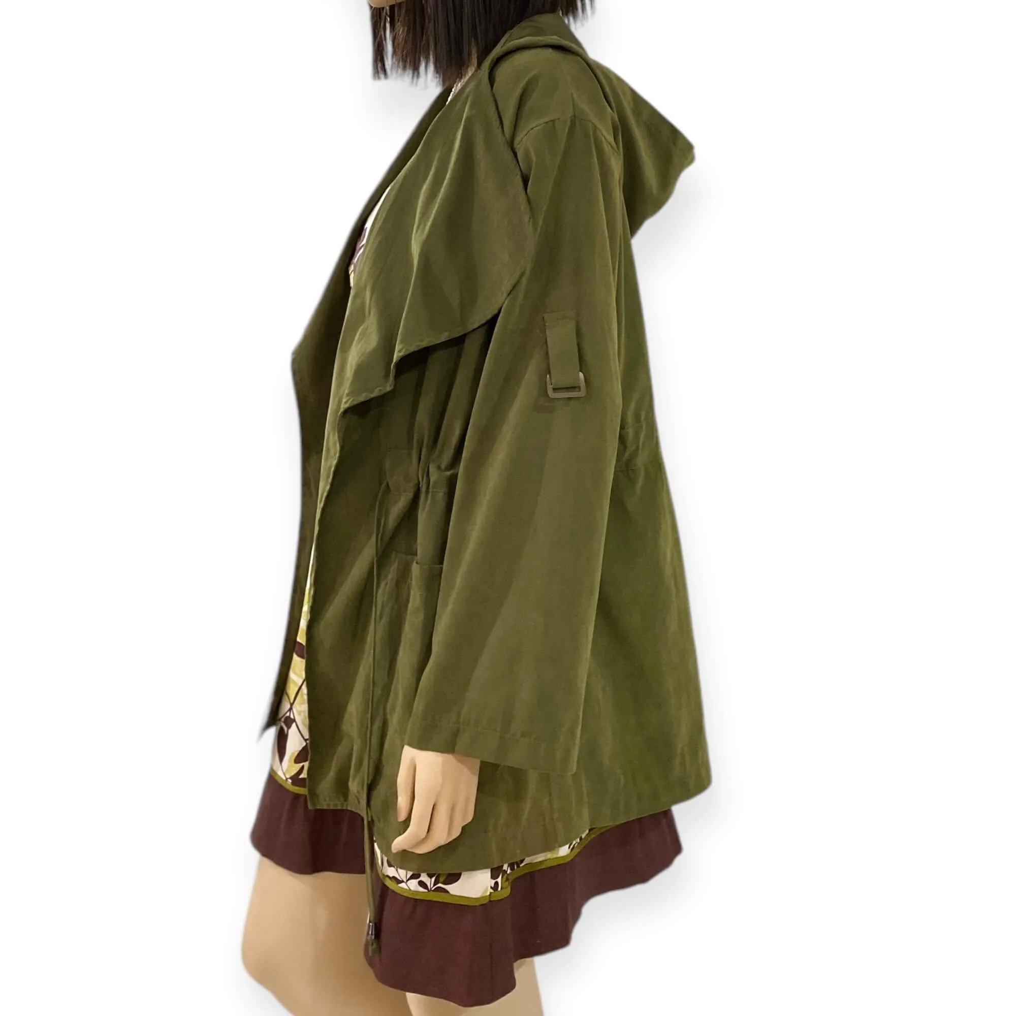 Khaki Draped Drawstring Lightweight Jacket