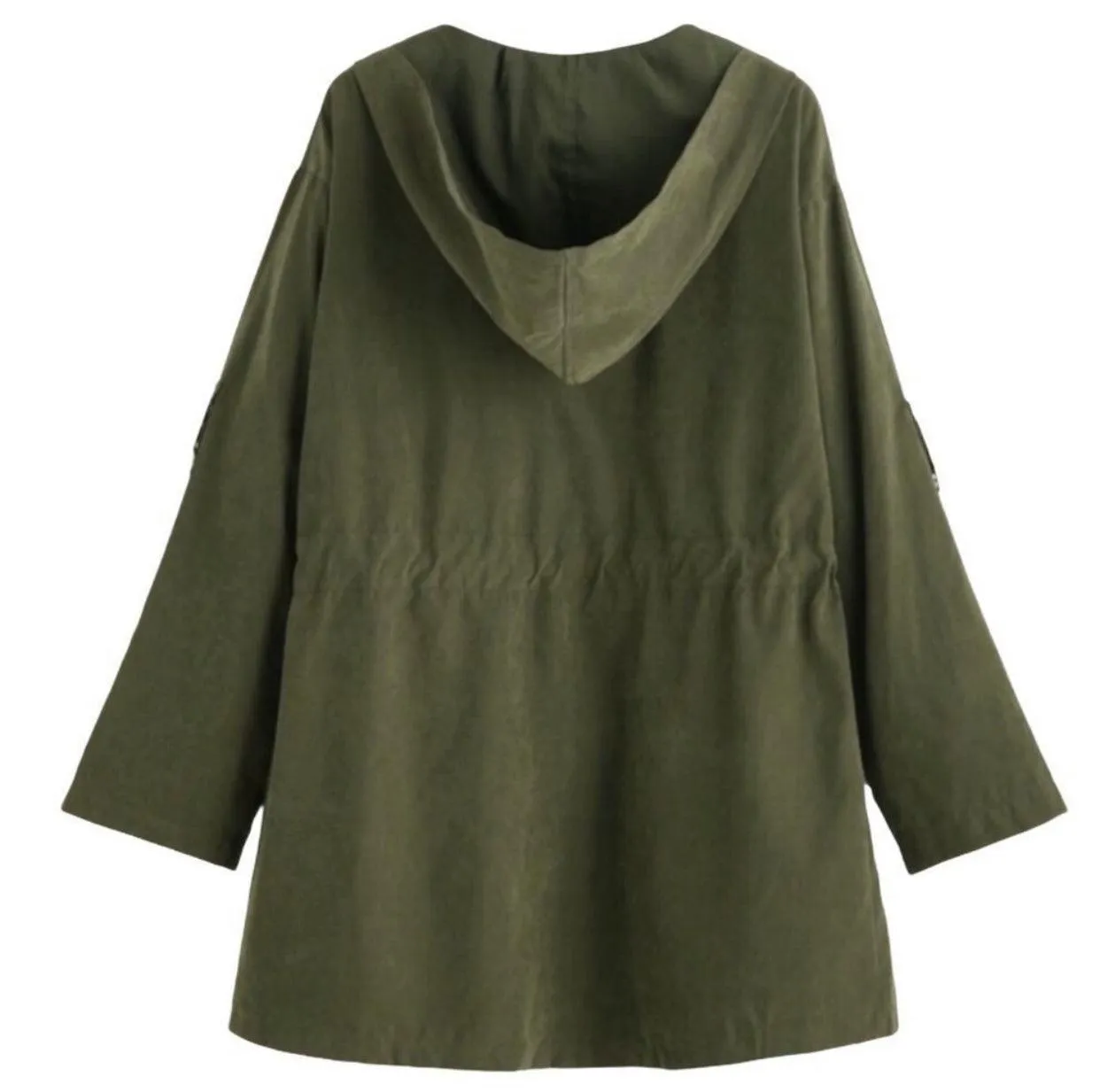 Khaki Draped Drawstring Lightweight Jacket