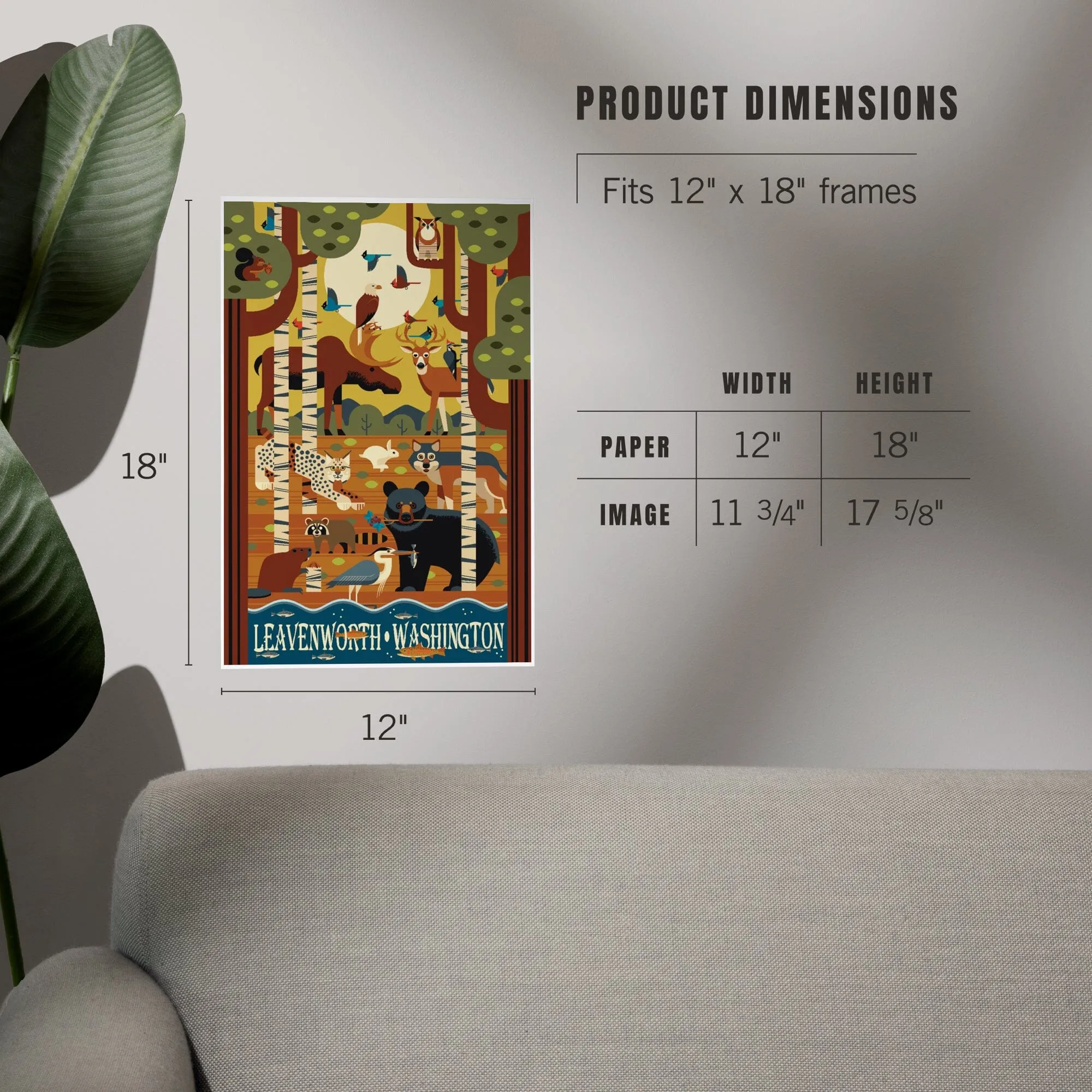 Leavenworth, Washington, Woodland Animals, Geometric, Art & Giclee Prints