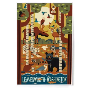 Leavenworth, Washington, Woodland Animals, Geometric, Art & Giclee Prints