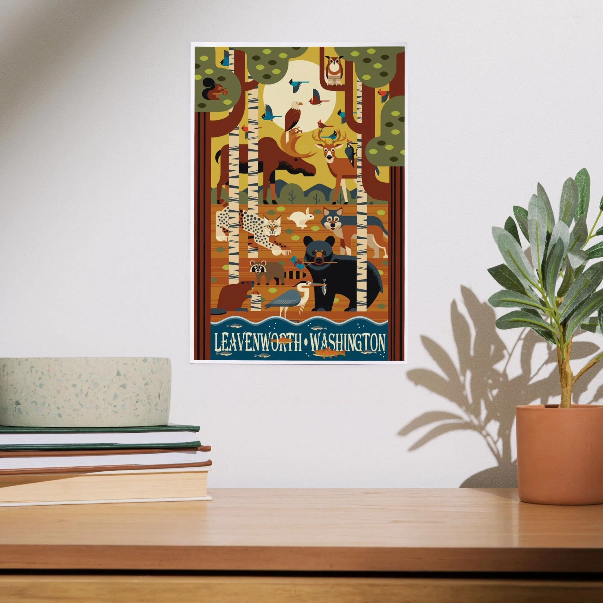 Leavenworth, Washington, Woodland Animals, Geometric, Art & Giclee Prints
