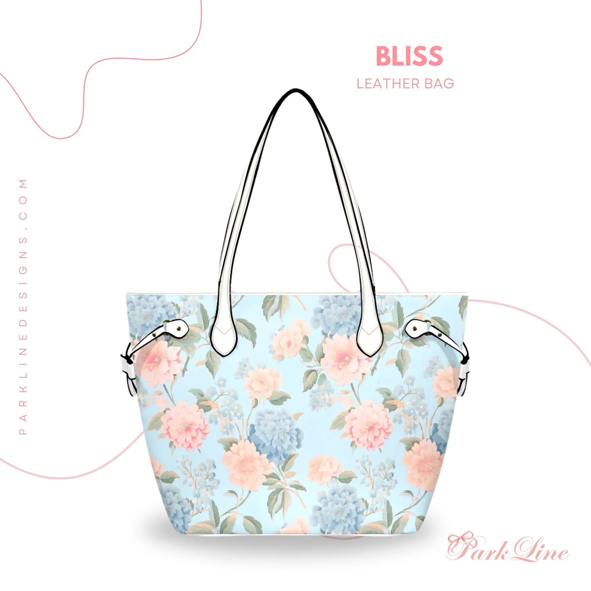 Mia Leather Bag | Digital Abstract Floral Design | Perfect Gift for Her | Elegant & Durable Fashion Tote