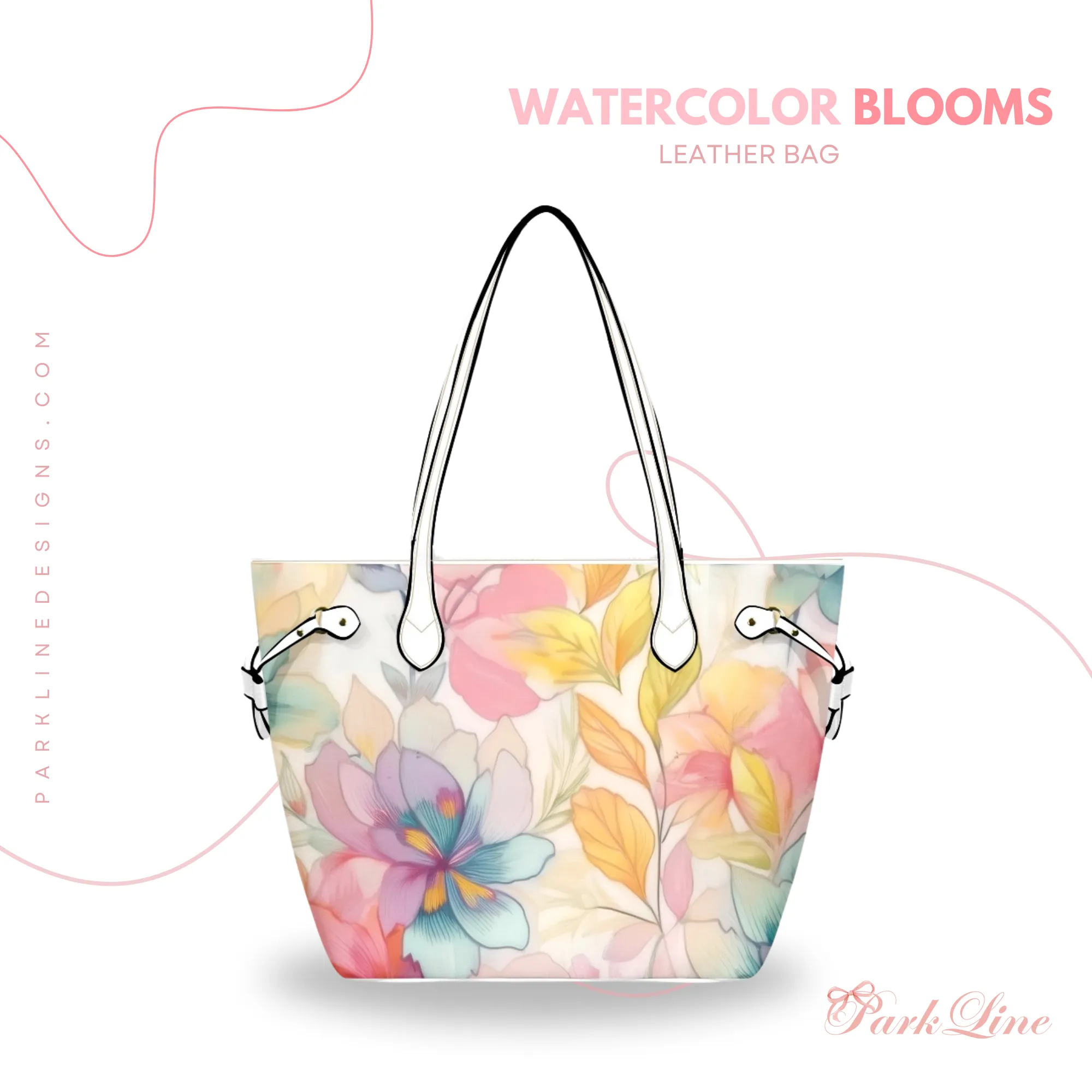 Mia Leather Bag | Digital Abstract Floral Design | Perfect Gift for Her | Elegant & Durable Fashion Tote